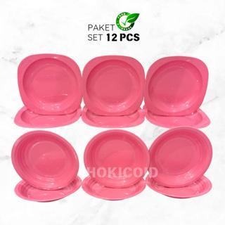 Piring Makan / Piring Nasi Food Grade 12 Pcs Piring Makan / Piring Makan Kotak Bulat Pring Makan
