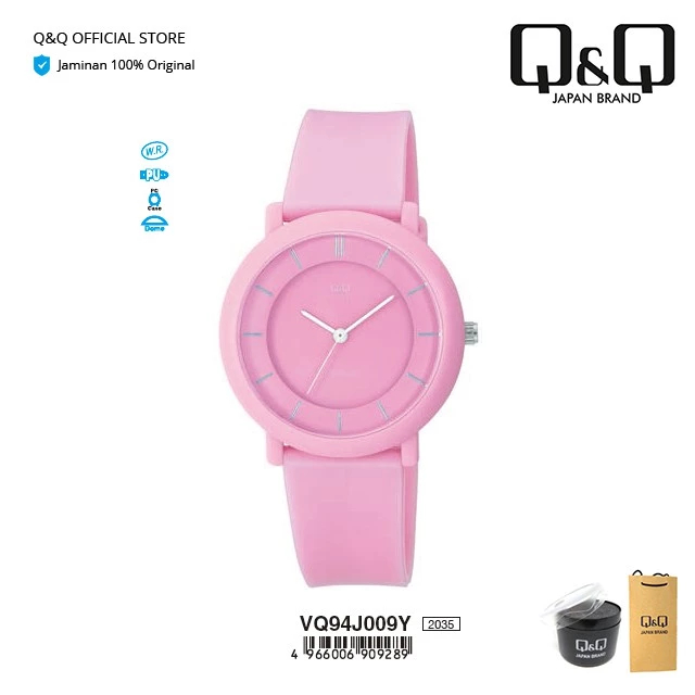 Jam Tangan Q&Q VQ94 Original Wanita Analog Rubber Tali Karet Cewek QQ Water Resist Watch