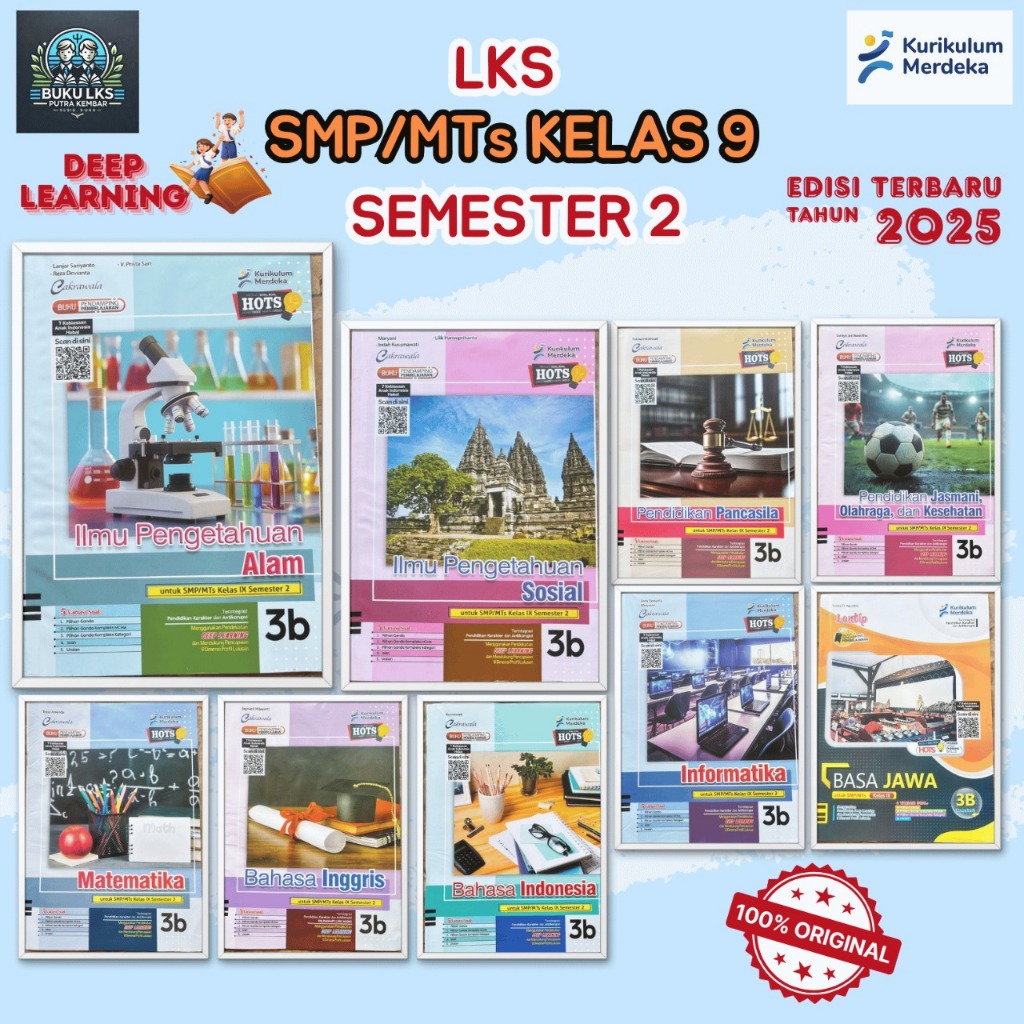 LKS BAHASA INDONESIA, IPA, IPS, MATEMATIKA, PJOK, BAHASA INGGRIS KELAS 9 SMP/MTs SEMESTER 2 KURIKULU