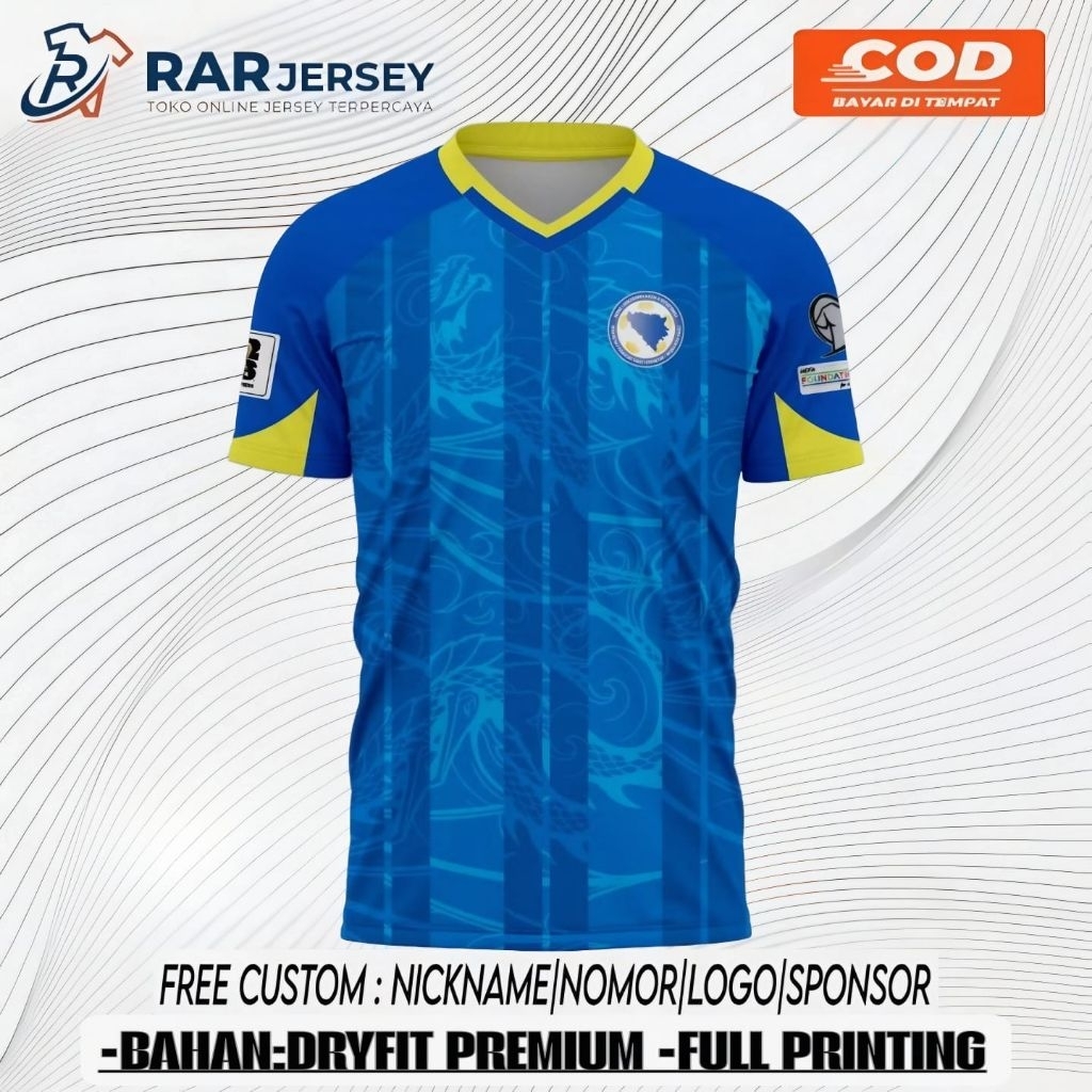 JERSEY HOME BOSNIA DAN HERZEGOVINA EDISI PIALA DUNIA 2026 BAHAN DRYFIT PREMIUM FREE NAMA DAN NOMOR