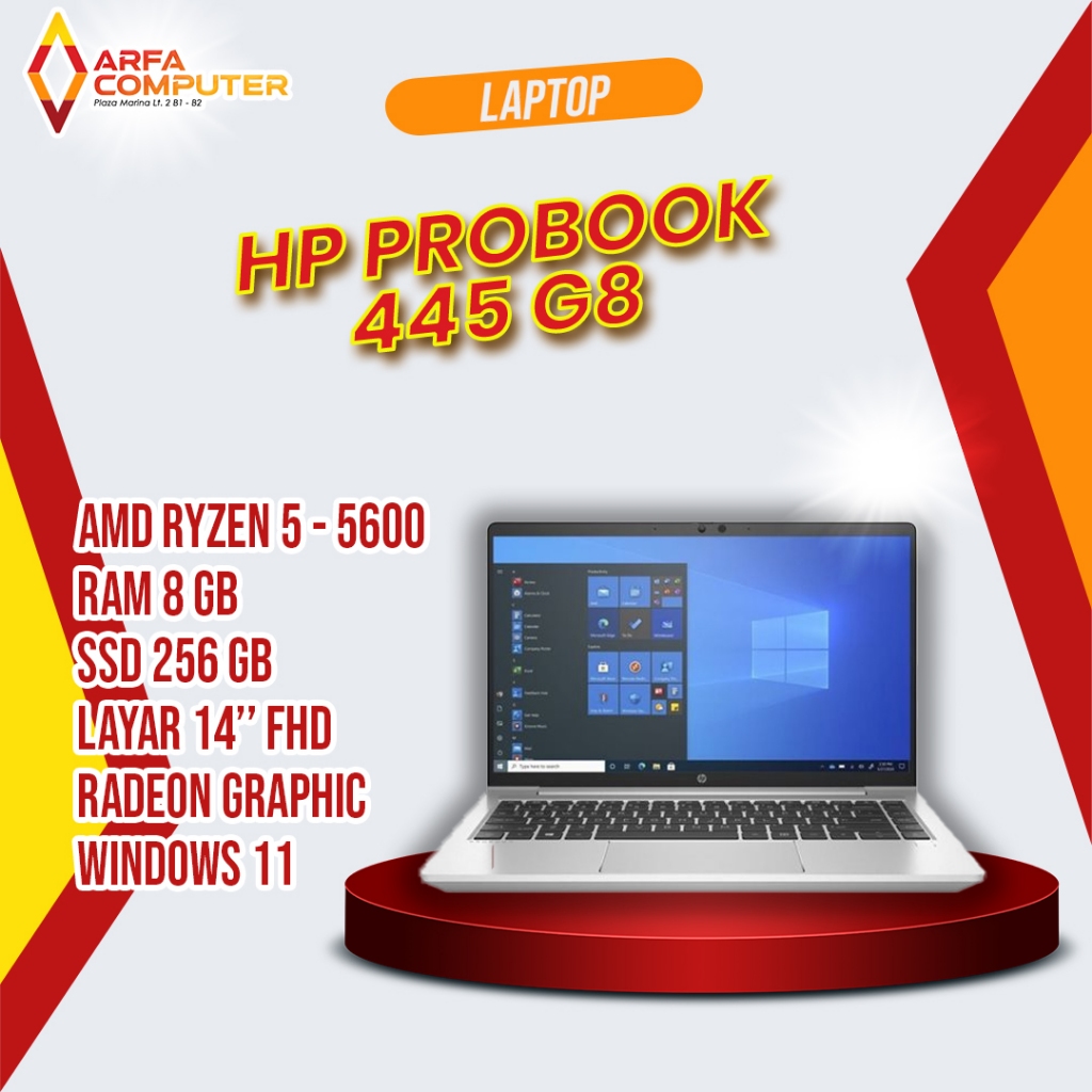 Laptop Second Premium HP Probook 445 G8 Ryzen 5 5600U RAM 8GB SSD 256GB Windows 11 Original