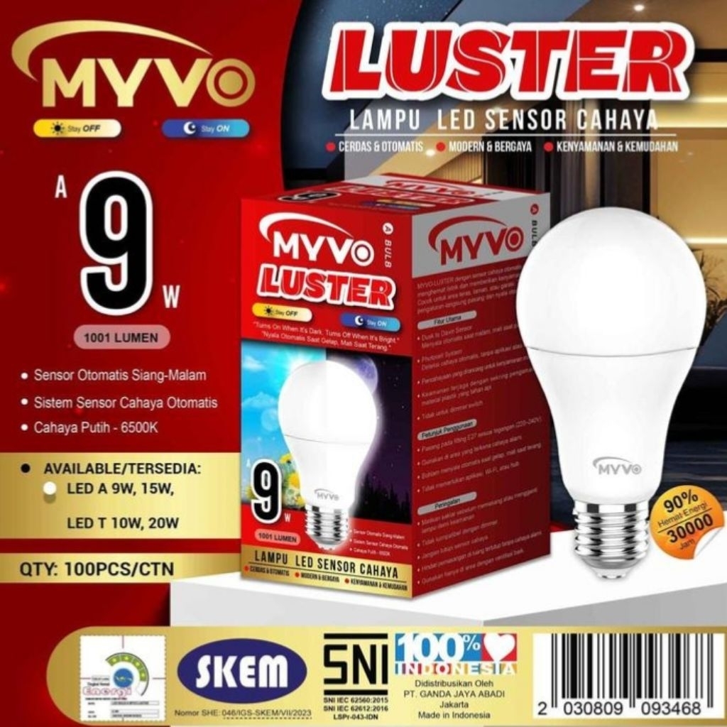 MYVO LUSTER LAMPU SENSOR MATAHARI