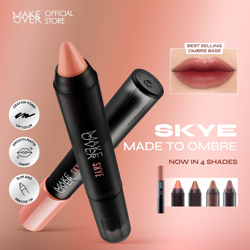 MAKE OVER Color Stick Matte Crayon 2.6 g - Lipstick Lipstik Bibir Matte untuk Base Ombre BEST SELLER