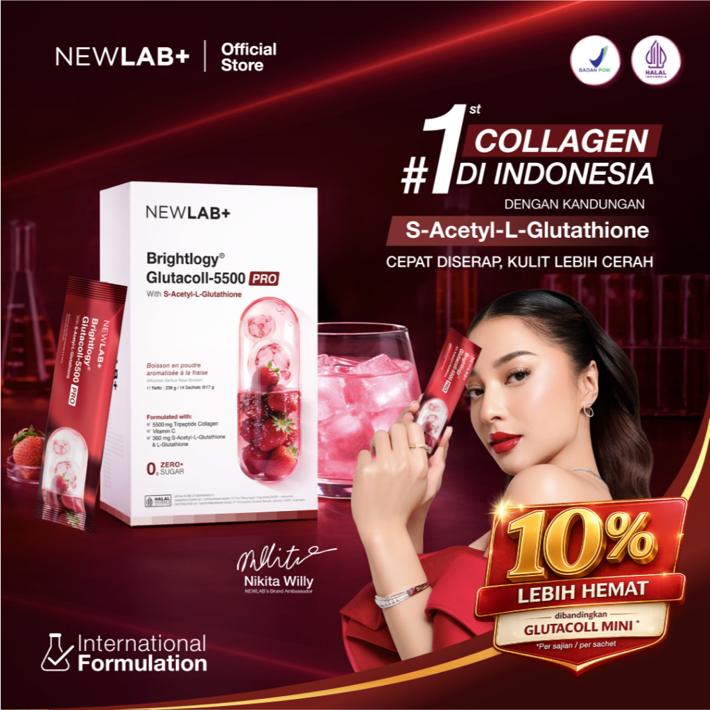 NEWLAB Brightlogy GlutaColl-5500 | Minuman Glutathione & Collagen Drink