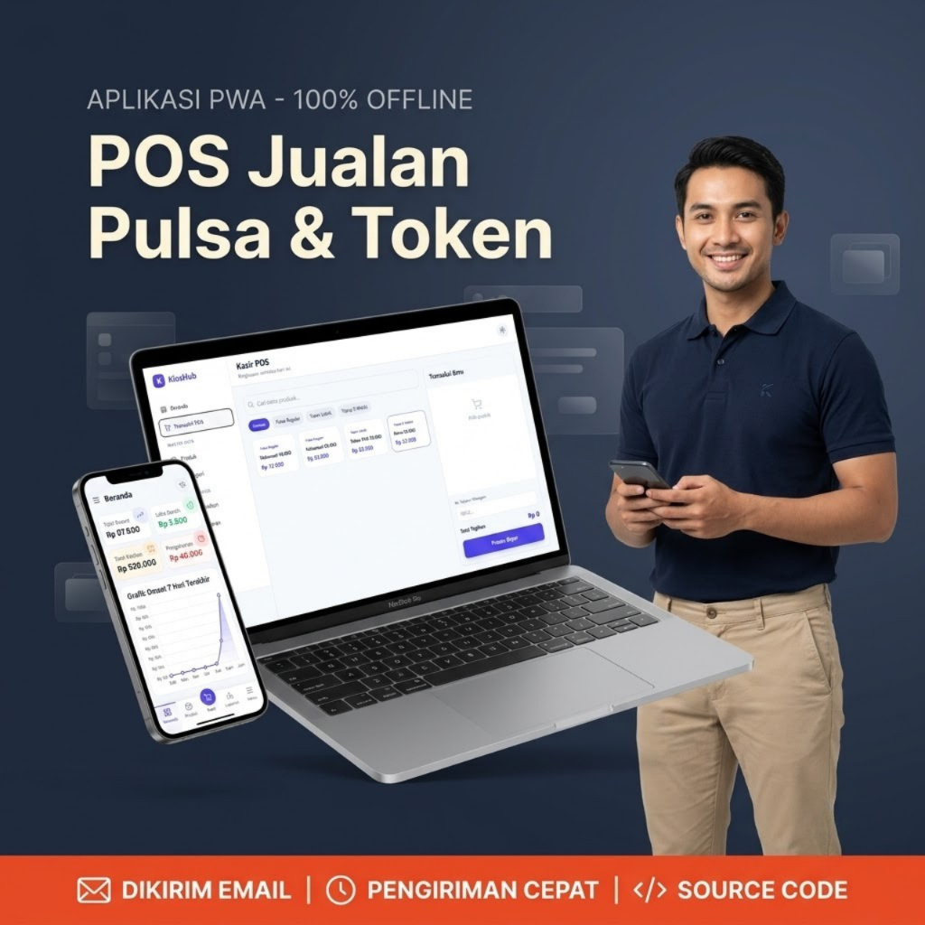 Source Code Web Aplikasi POS Kasir Konter Pulsa PWA Offline Tanpa Hosting