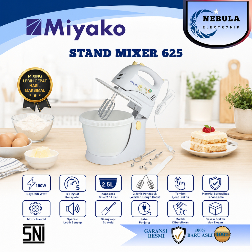 MIXER COM MIYAKO SM625/STAND MIXER MIYAKO NEW SERIES/MIXER MIYAKO 625/ HAND MIXER MIYAKO /MIXER KUE 