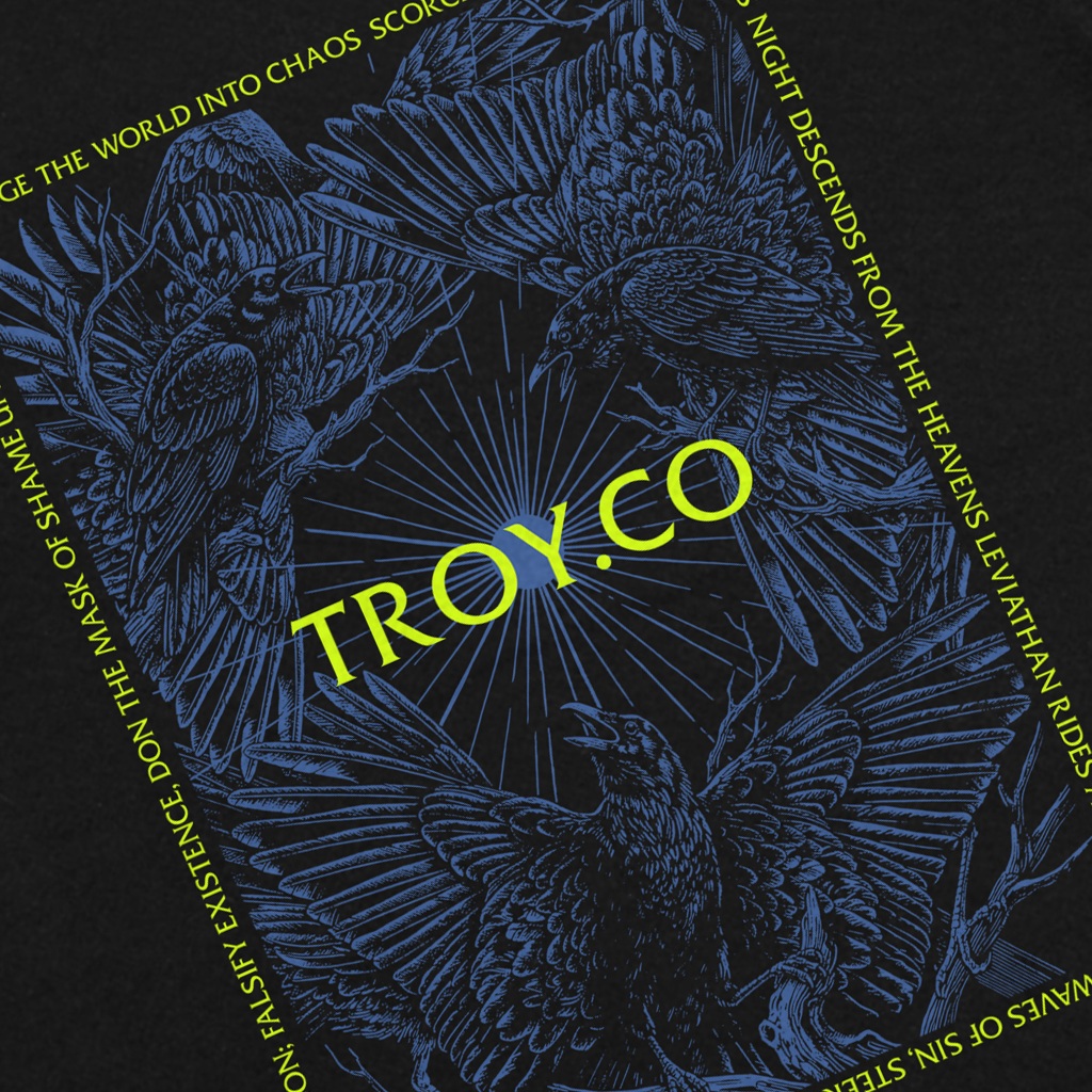 Troy Company Tshirt Black Eternal Crows - Kaos Pria Lengan Pendek Hitam MTD 3642
