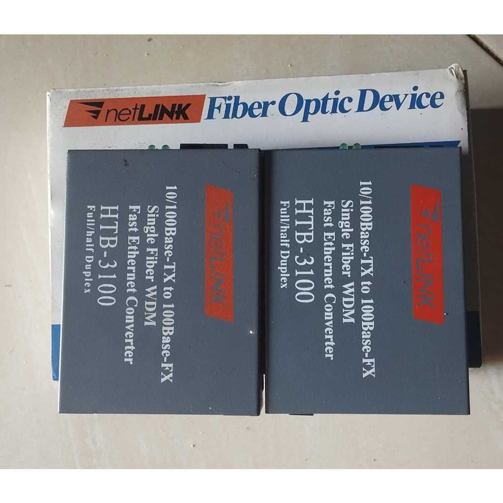 NetLink HTB 3100 Fiber Optic Media Converter Pair A & B Bekas Normal