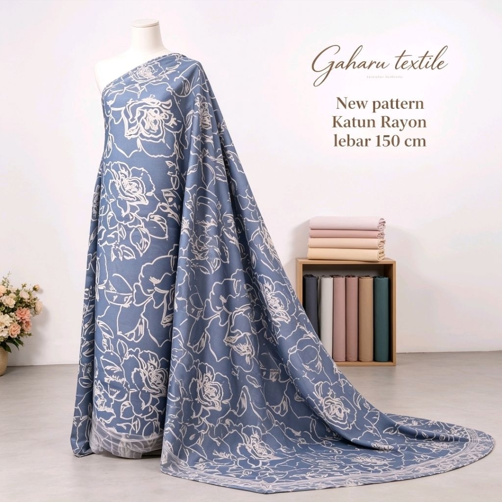 new bahan katun rayon viscose premium - rayon viscose motif - rayon viscose meteran (CTK)