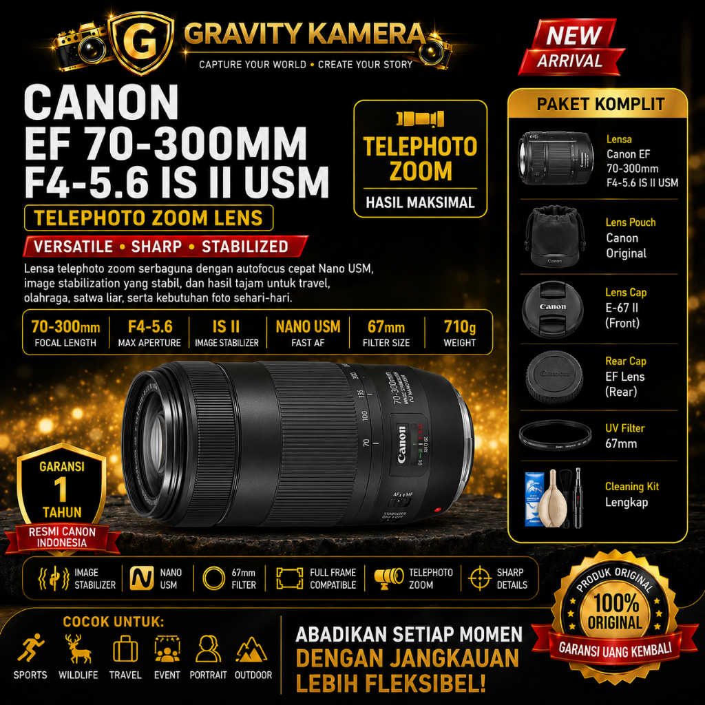 CANON EF 70-300MM F4-5..6 IS II USM / LENSA CANON EF 70-300MM IS USM