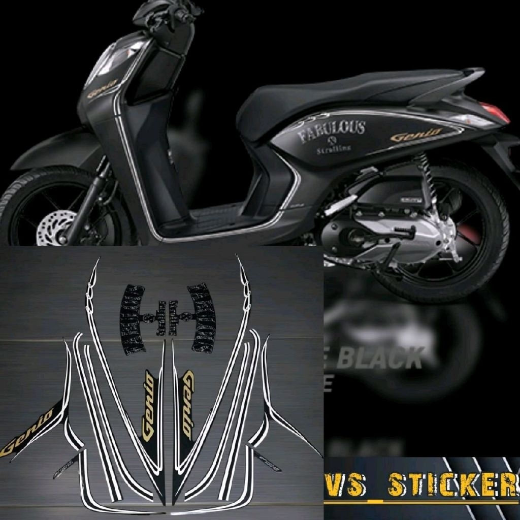 STRIPING STICKER LIST STANDART MOTOR GENIO FABULOUS 2020 HITAM
