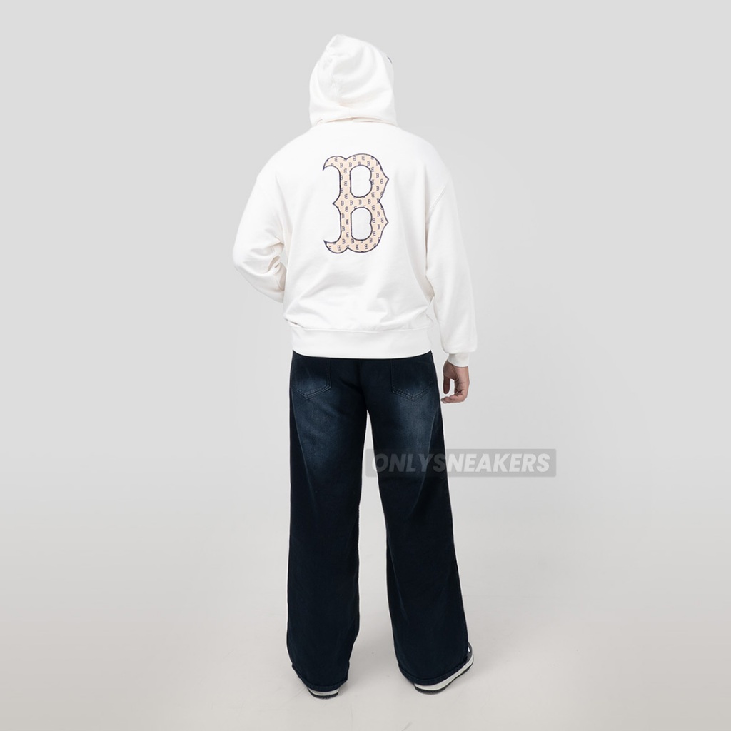 MLB BASIC MONOGRAM BIG BOSTON BACK LOGO BEIGE HOODIE