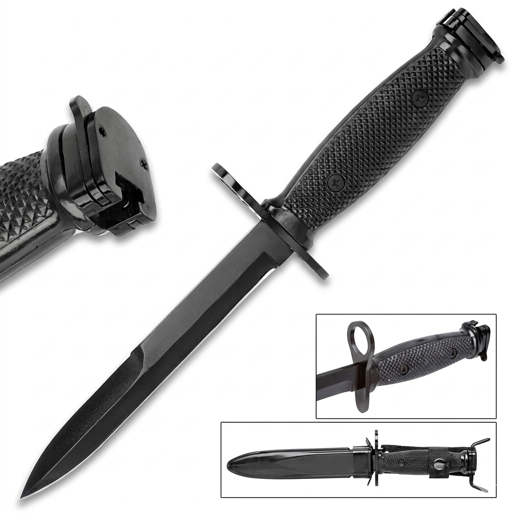 Sangkur SS1 Model Pindad Hitam Bahan Baja Asli Perlengkapan Dinas Lapangan Upacara Resmi