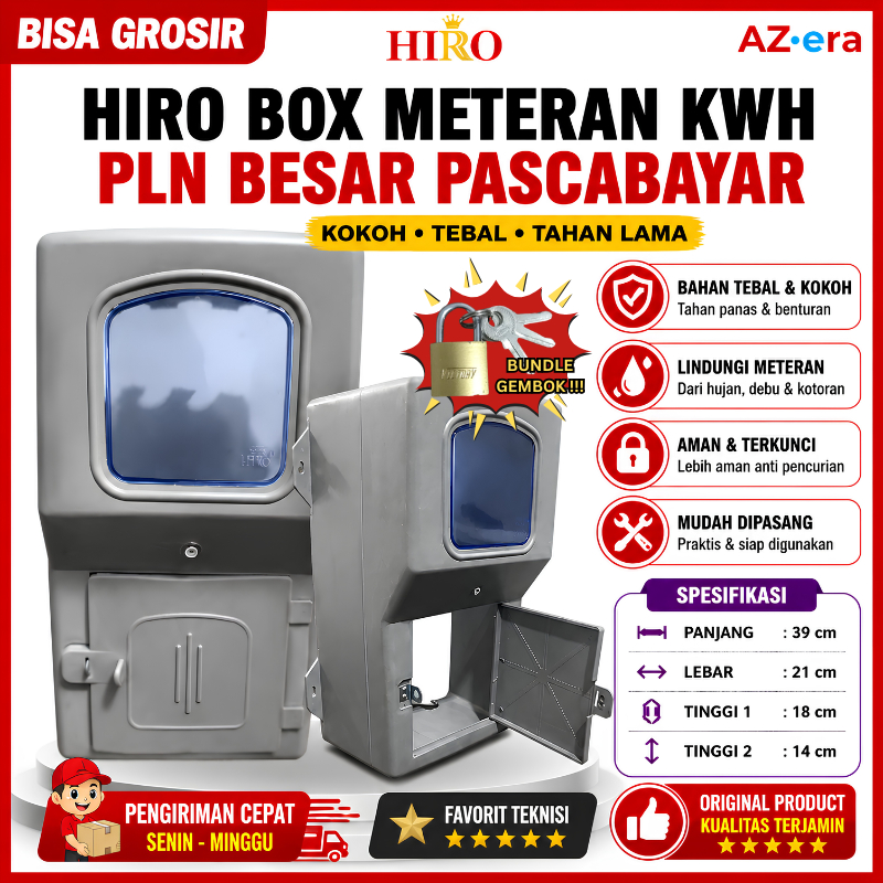 HIRO Box Meteran KWH PLN Besar Pascabayar Outdoor Box KWH Listrik Tutup Meteran Listrik BUNDLE GEMBO