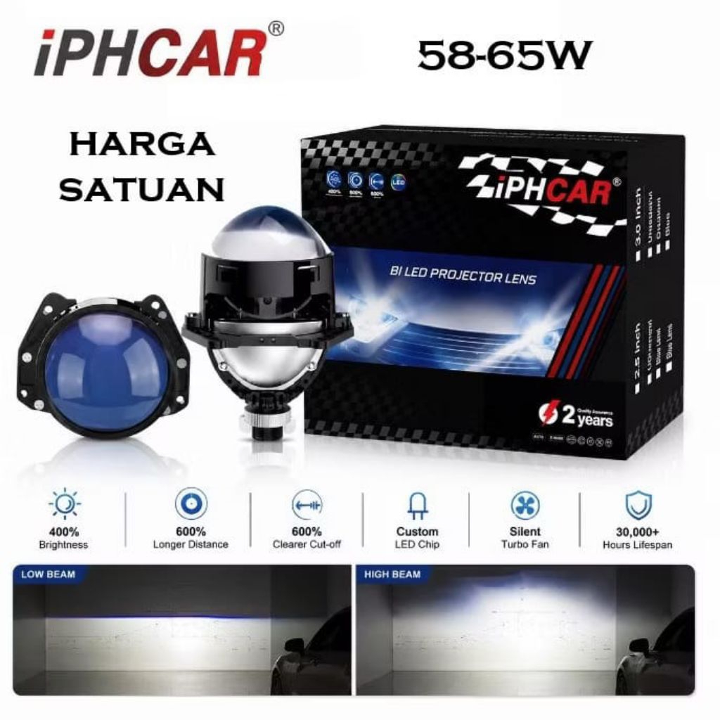 BILED IPHCAR 65W 3 INCH BILED PROJECTOR BILED MOTOR MOBIL