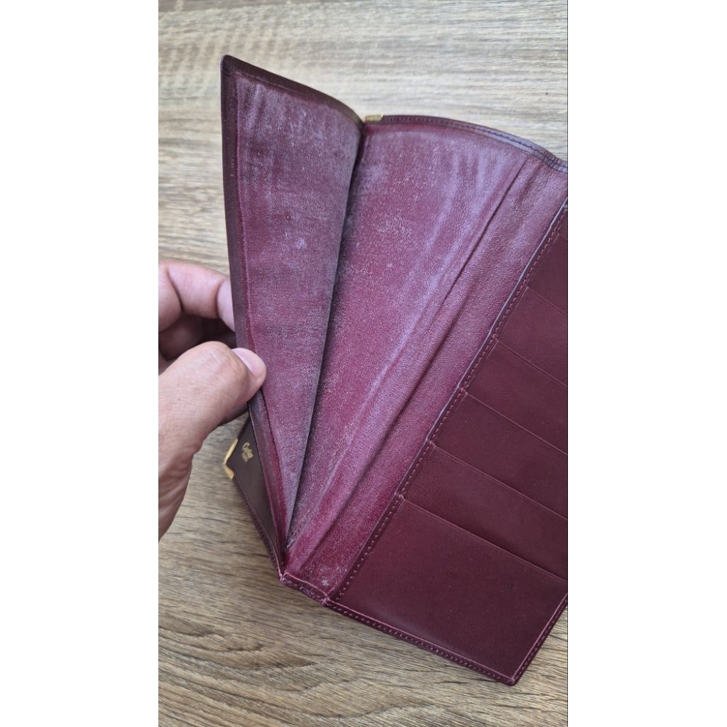 Dompet pasport cartier vintage merah maroon original