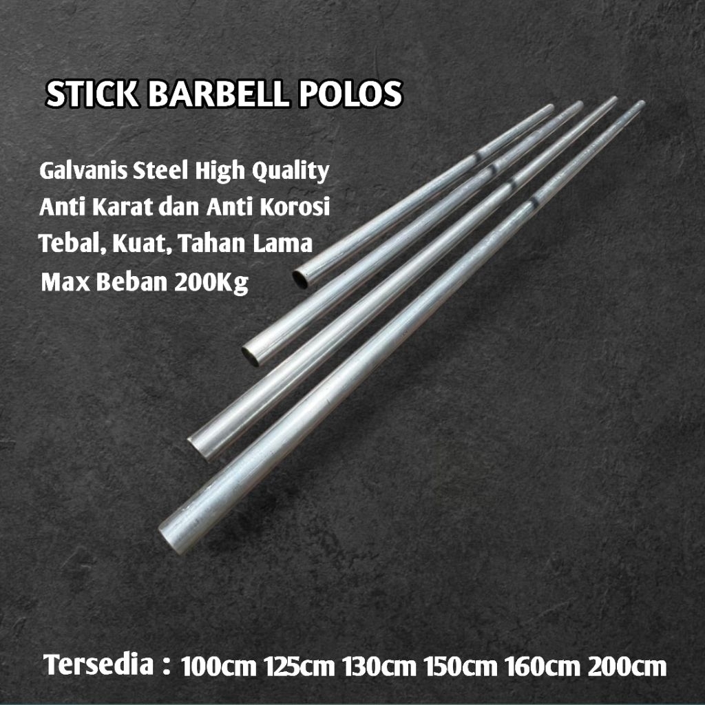 Stick Barbell Besi Polos 100cm - 200cm  - Barbell Stick Bar Pull Up Bar High Quality Multifungsi