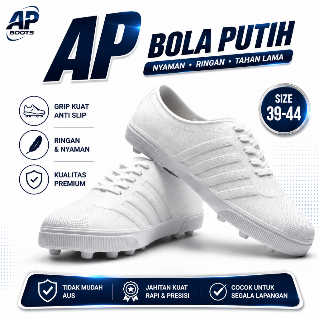 AP Boots 969 Hitam Sepatu Bola Pul Karet Ringan Lentur Anti Air Anti Slip Multifungsi Original