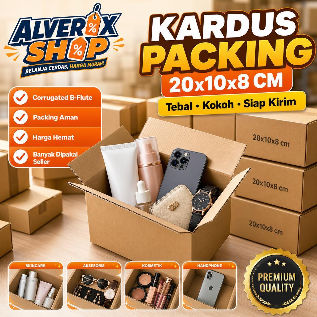 Kardus Packing 20x10x8 cm Box Karton Polos Corrugated B Flute Tebal Kemasan Packaging Online Shop Du