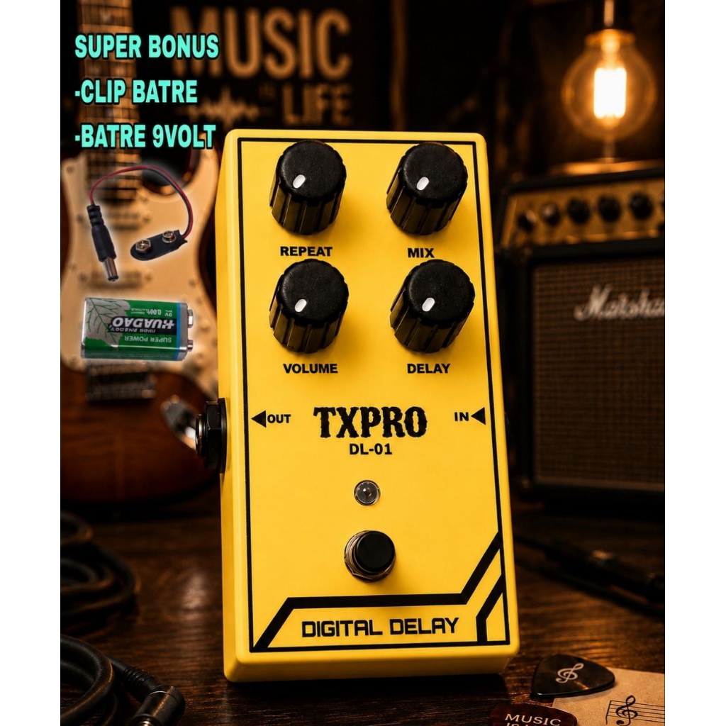EFEK GITAR DELAY TXPRO KUNING SUARA JERNIH