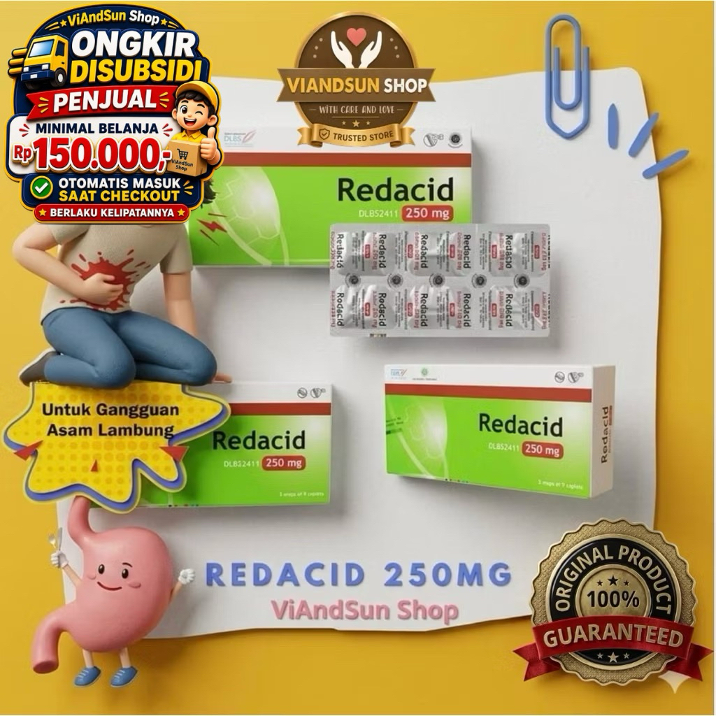 Redacid Tab - 1Box isi 30 Redacid 250 Mg