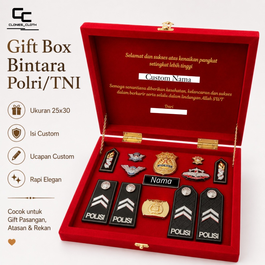 CLONIES_CLOTH - Gift Box Pangkat & Atribut Bintara Polri/TNI Bahan Premium