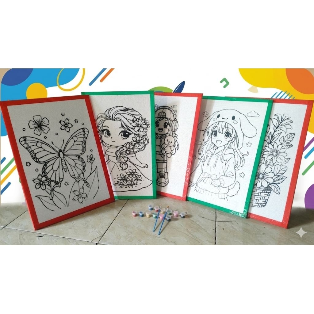 PAKET5PCS STEROFOM LUKIS ANAK UKURAN 33X50