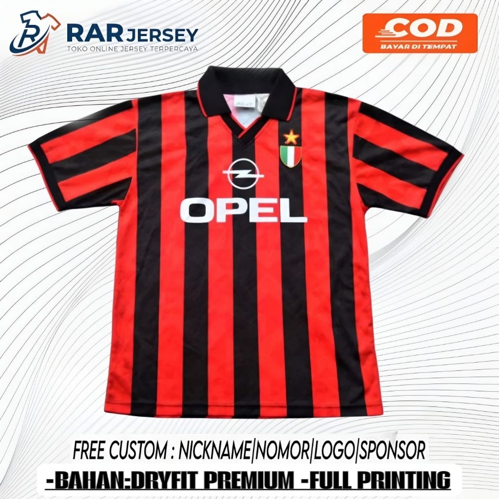 JERSEY RETRO AC MILAN TAHUN 1996/1997 TERKEREN BAHAN DRYFIT PREMIUM FREE NAMA DAN NOMOR