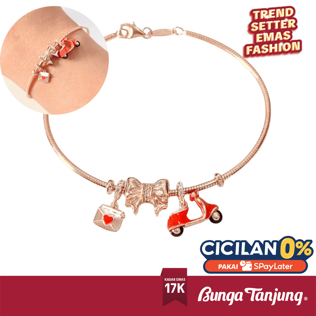 GELANG CHOKER DHARA MOTORCYCLE - EMAS 17K - BUNGA TANJUNG GOLD