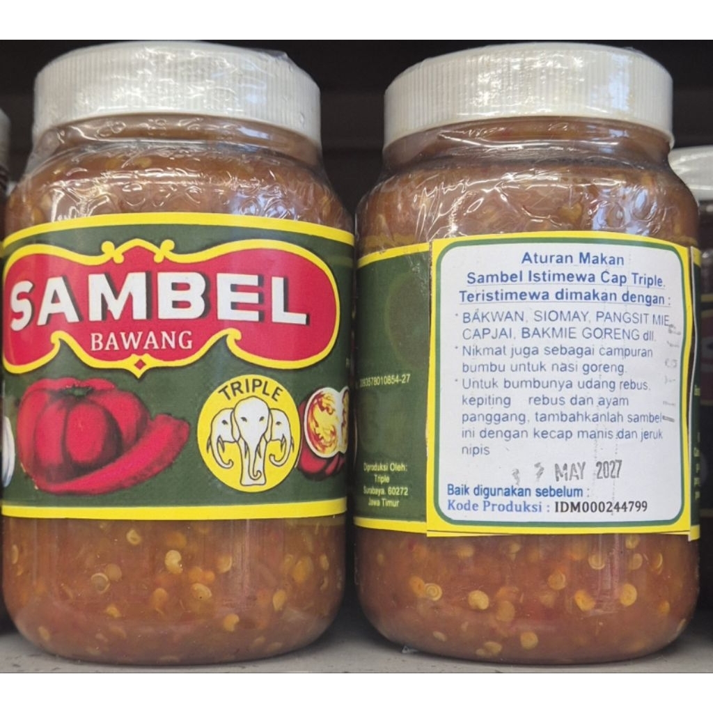 Sambal Bawang TRIPLE ELEPHANT Onion Chili Sauce 1360g (Banded 340g x 4 botol) - HK-CL.
