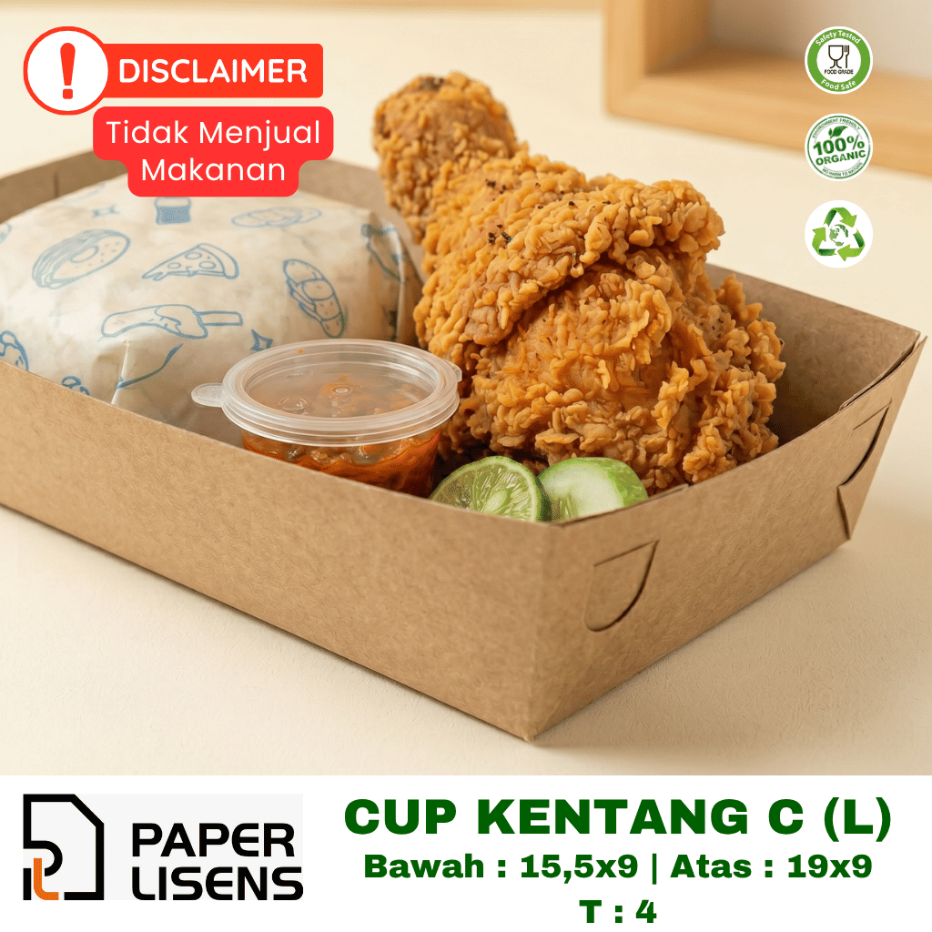 (100pcs) Cup Kentang C (LARGE) Laminasi / Kotak Cup Kentang / Food Paper tray / Kotak toast / Kotak 
