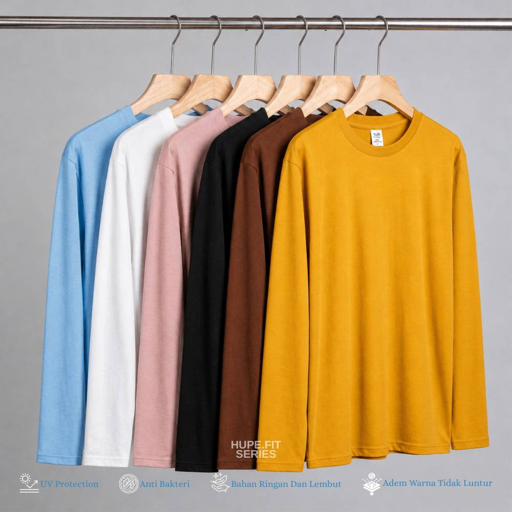 Kaos Lengan Panjang Pria Cotton Combed Premium Kaos Atasan Pria Wanita Unisex - HUPE.FIT
