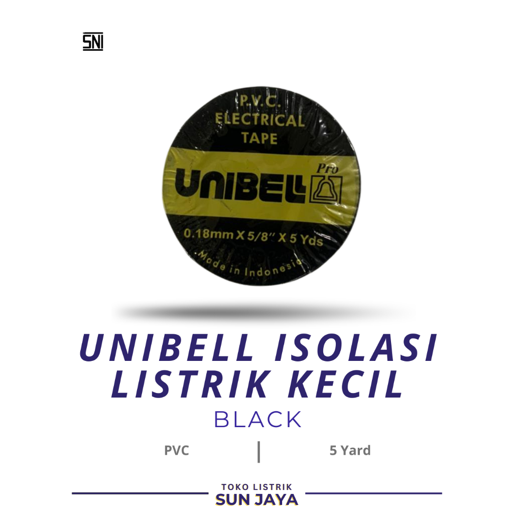UNIBELL ISOLASI LISTRIK HITAM KECIL / ISOLASI LISTRIK KECIL