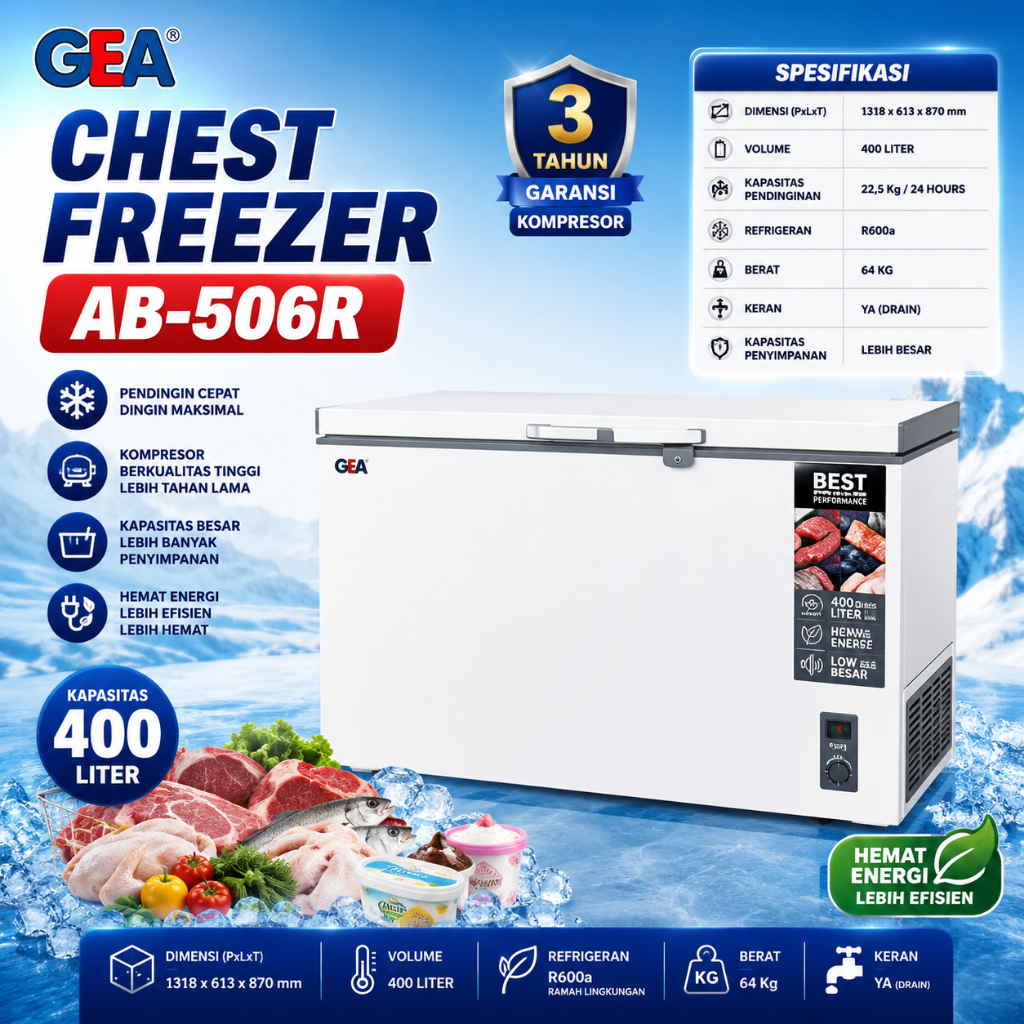 GEA FREEZER BOX 400 LITER / BOX PENDINGIN GEA 400 LITER AB-506-R / AB506R