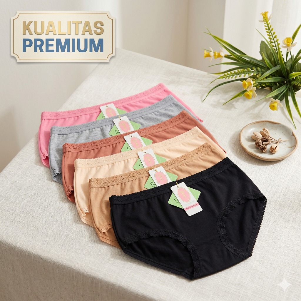 [ 6pcs ] CD CELANA DALAM WANITA YADAILI YADAILY COOLMAX 613/618 POLOS/RENDA ORIGINAL