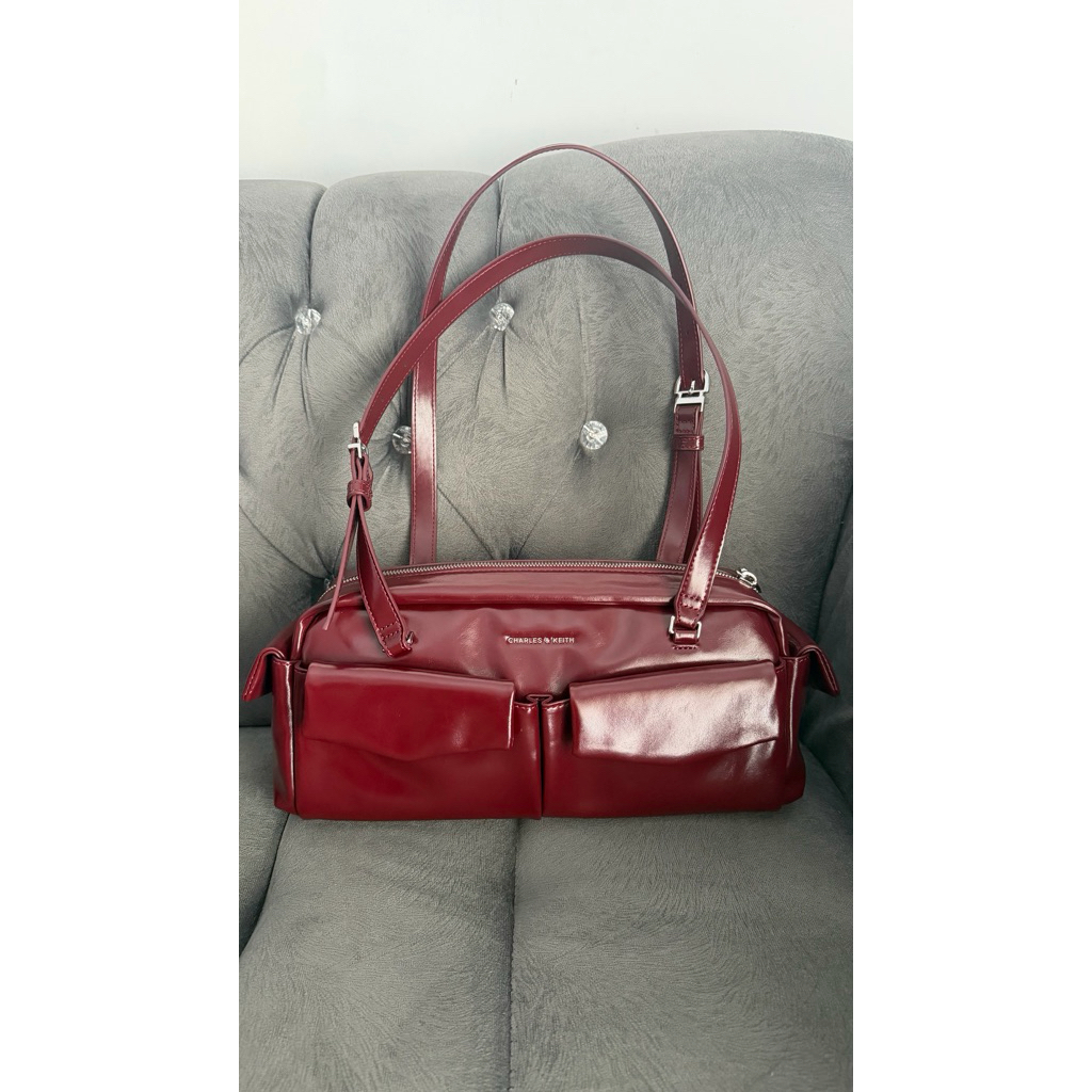 tas charles and keith maroon