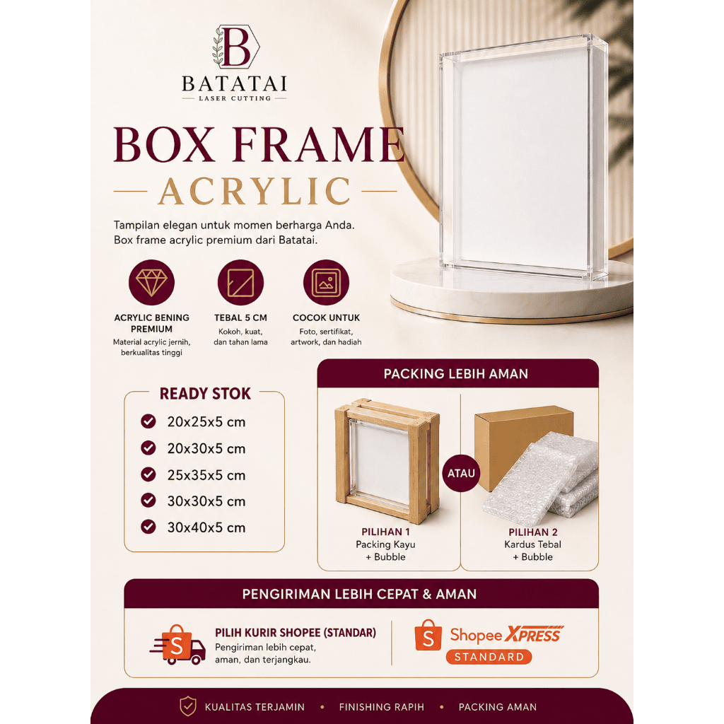 BOX FRAME AKRILIK/ACRLIC/BOX MAHAR/FRAME MAHAR/SIAP BATATAI