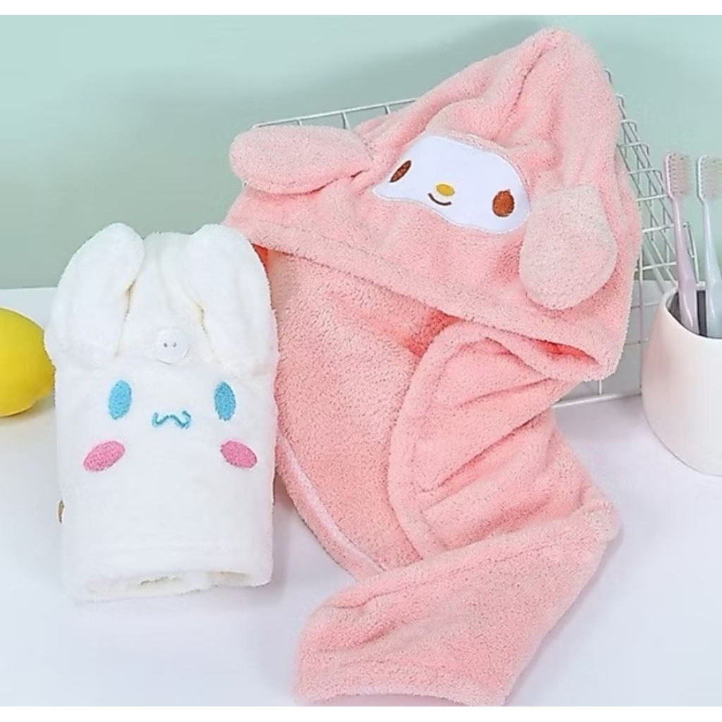SANRIO Handuk Keramas Topi Keramas Handuk Pengering Rambut Handuk Pengering Rambut Dewasa dan anak