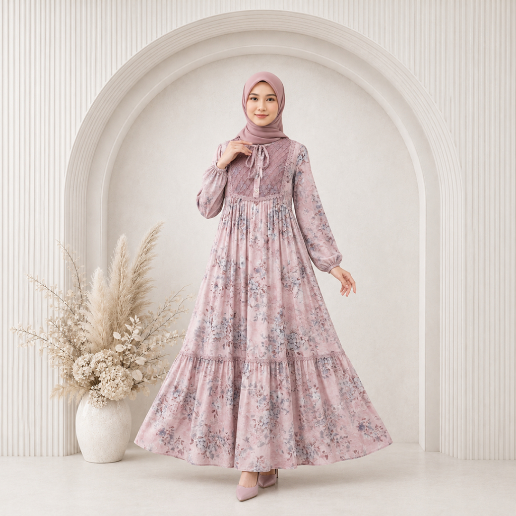 Zeeya Collection Zalia Gamis & Midi Wanita Rayon Twill Premium All Size