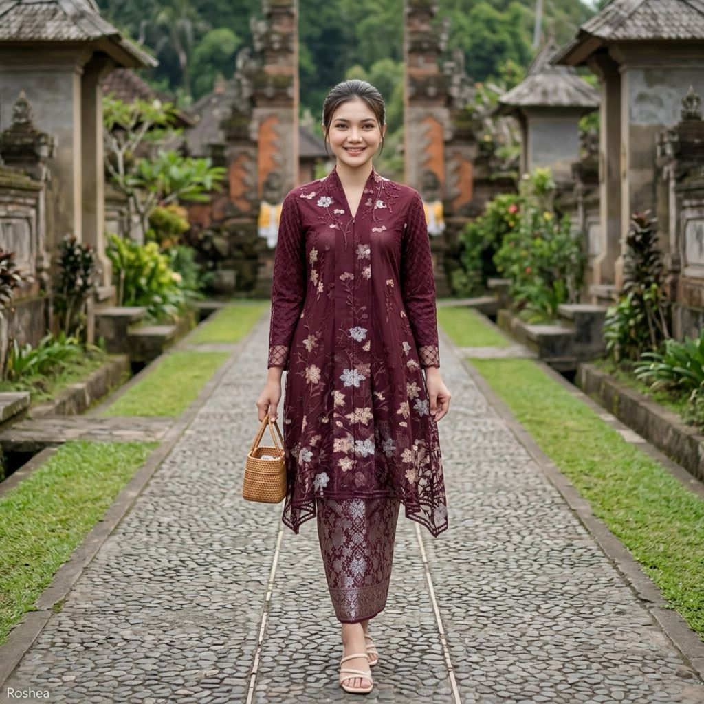 Stelan Kebaya Brokat Lace Terbaru Tunik Floy Mayura Garden Mewah Elegan Cantik Set Songket Seragam W