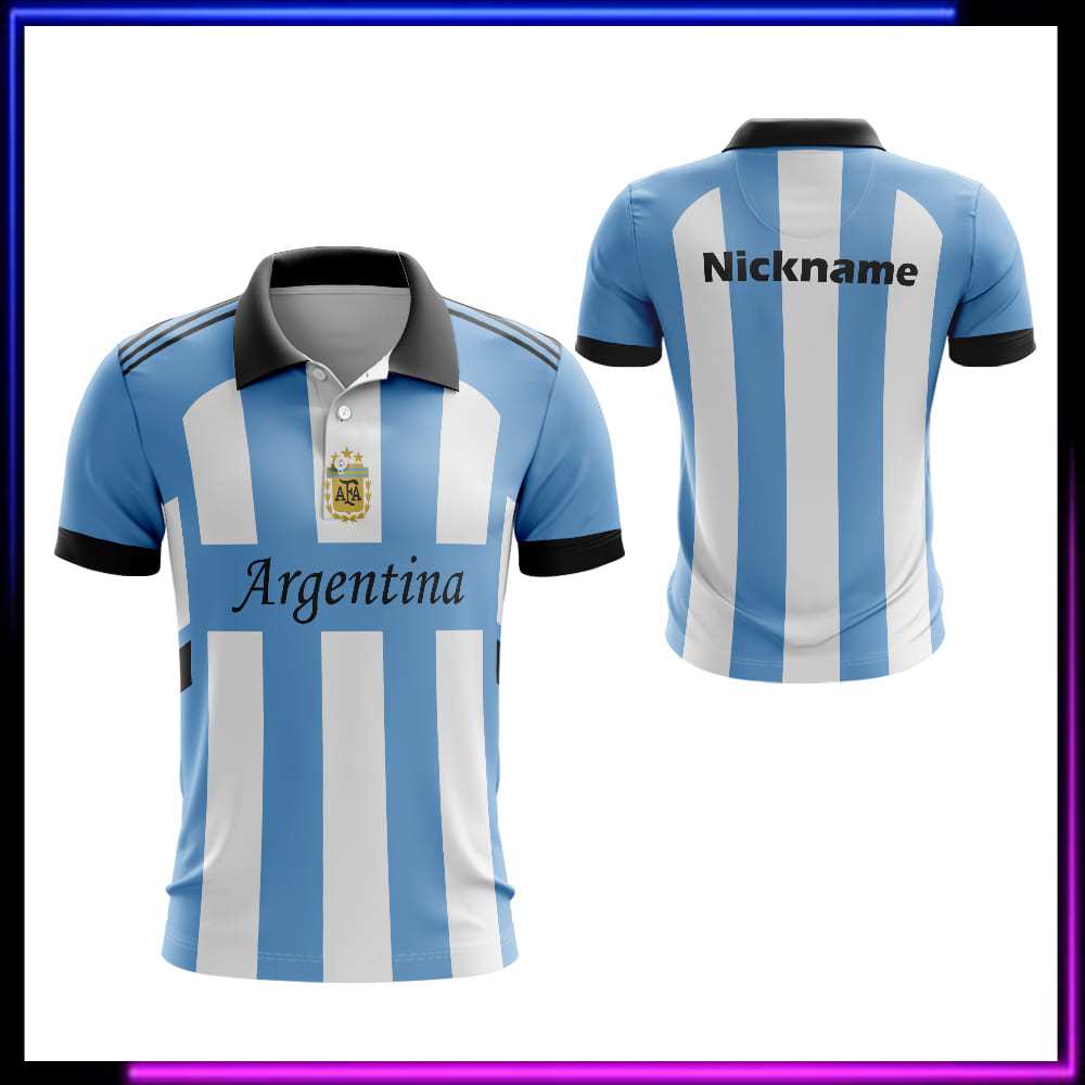 Kaos Polo Argentina / Baju Jersey Suporter Argentina / Jersey Timnas Argentina