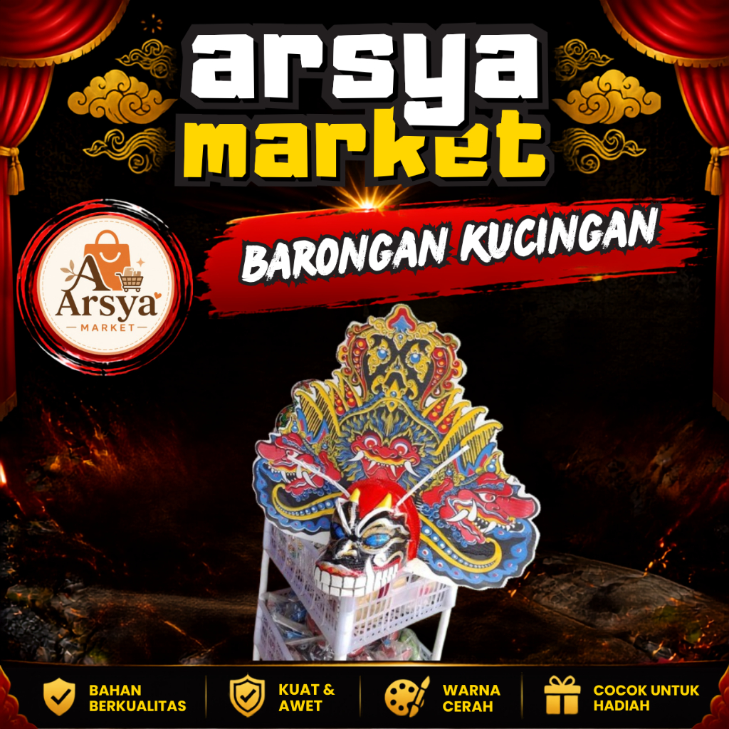 BISA COD Barongan Kucingan (Bonus Kemul) , caplok kayu Barong devil Kualitas premium bahan kayu bagu
