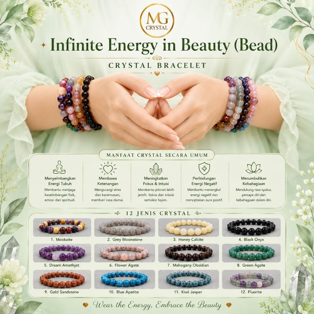Gelang Crystal Premium Original Infinite Energy in Beauty Bead MG CRYSTAL Handmade Luxury Natural St