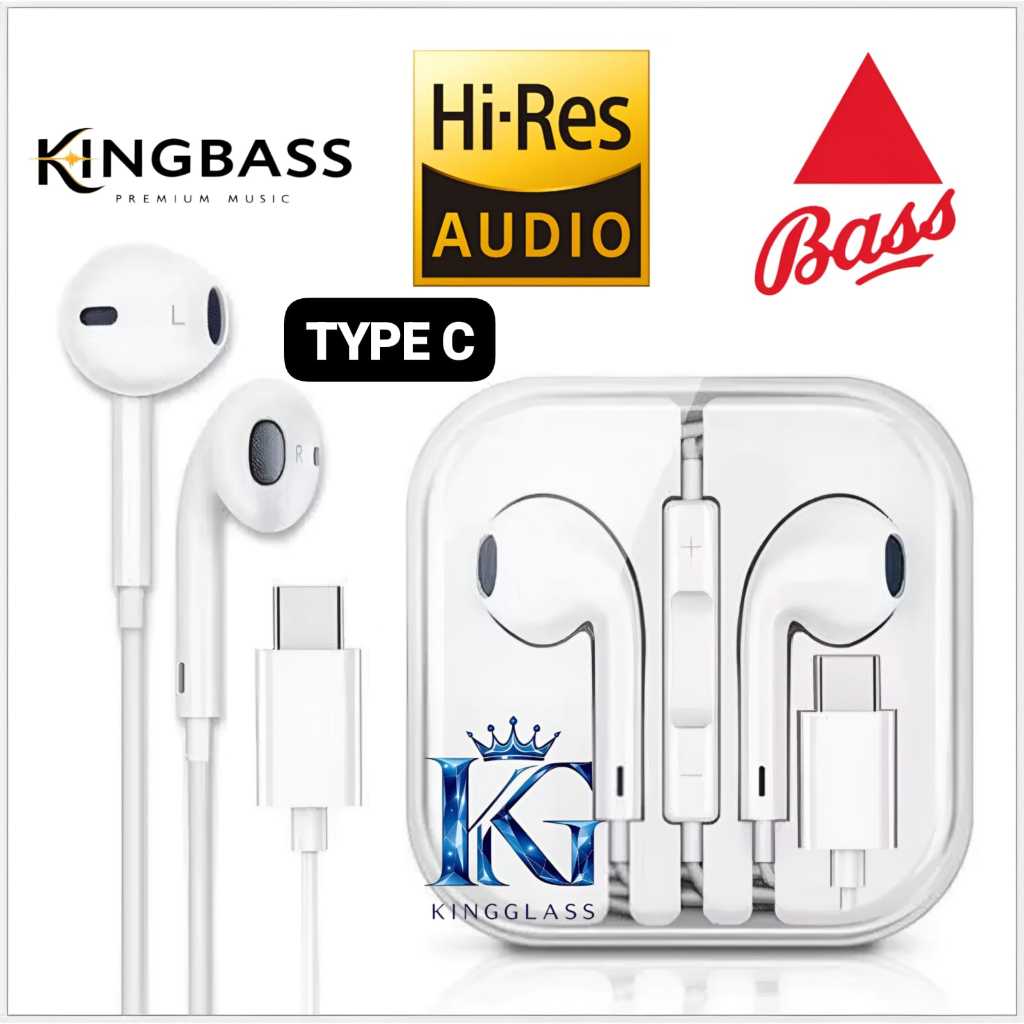 Kingbass Headset Type-C  Earphone Gaming Kompatibel Iphone 15/16/17 & Android [ROXY]