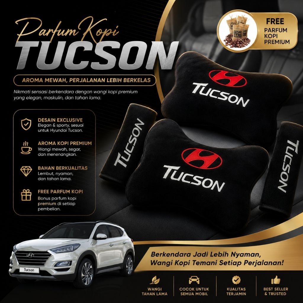 ​[BISA CUSTOM NAMA] SET BANTAL LEHER MOBIL HYUNDAI TUCSON & COVER SABUK PENGAMAN PREMIUM BAHAN VELBO