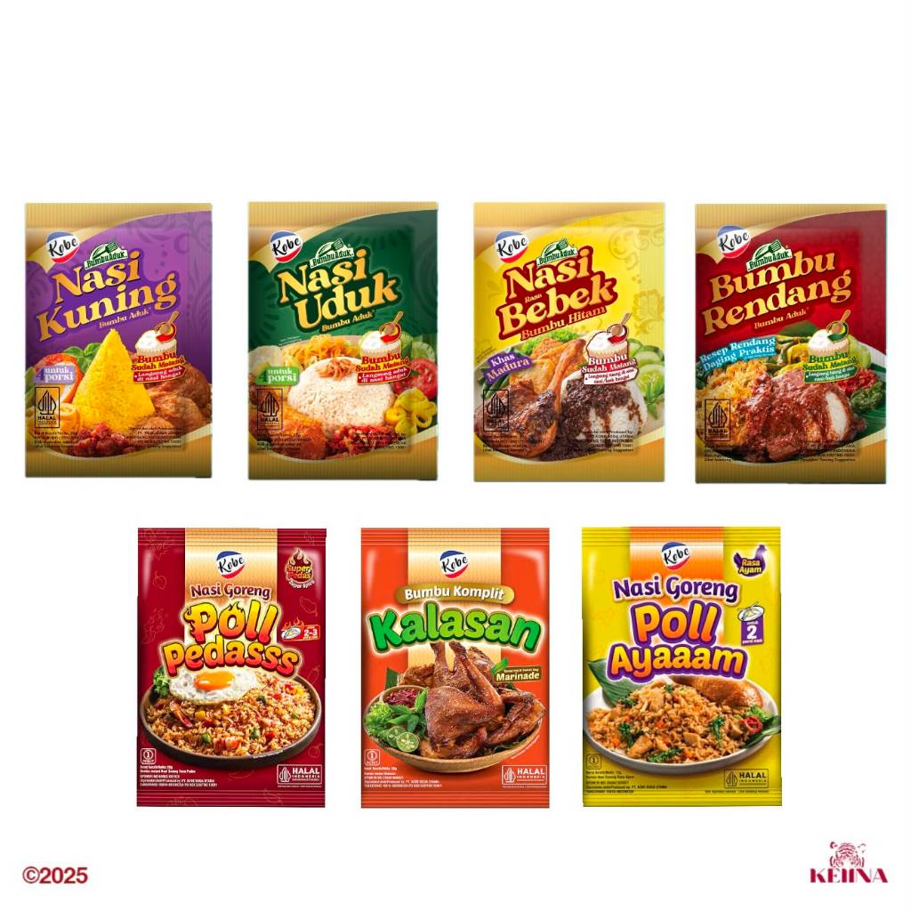 Kobe Bumbu Aduk Komplit Nasi Instan Uduk Kuning Rendang Bebek Ayam Kalasan Nasi Goreng Pedas Sachet 