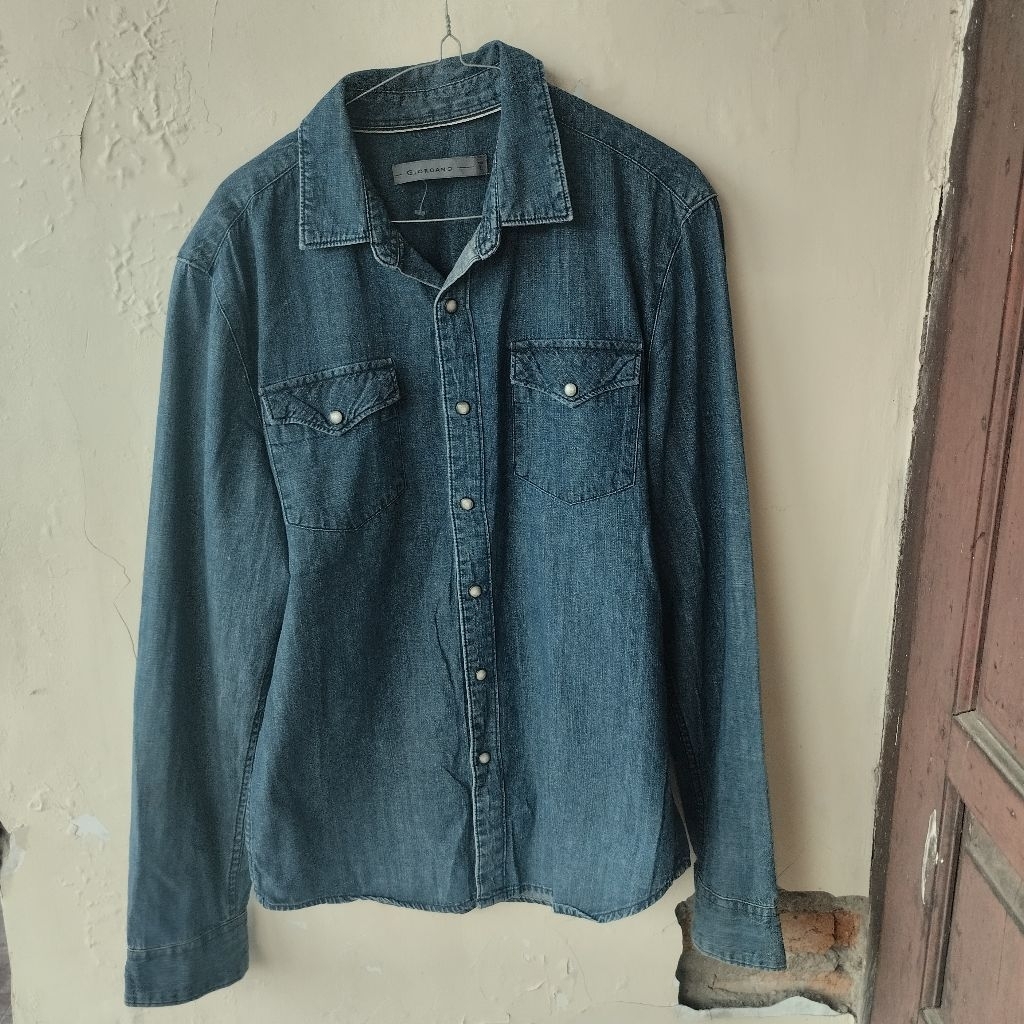 Kemeja Denim Giordano Vintage Gray Original