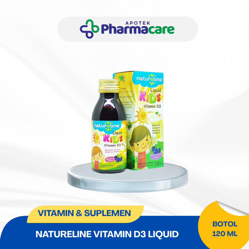 NATURELINE VITAMIN D3 LIQUID 120ML - SIRUP VITAMIN D3 ANAK RASA BLACKCURRANT