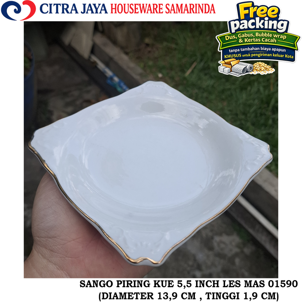 Piring KUE SEGI 5,5 INCH (6 PCS / 1 LUSIN) SANGO 01590 LES MAS KERAMIK