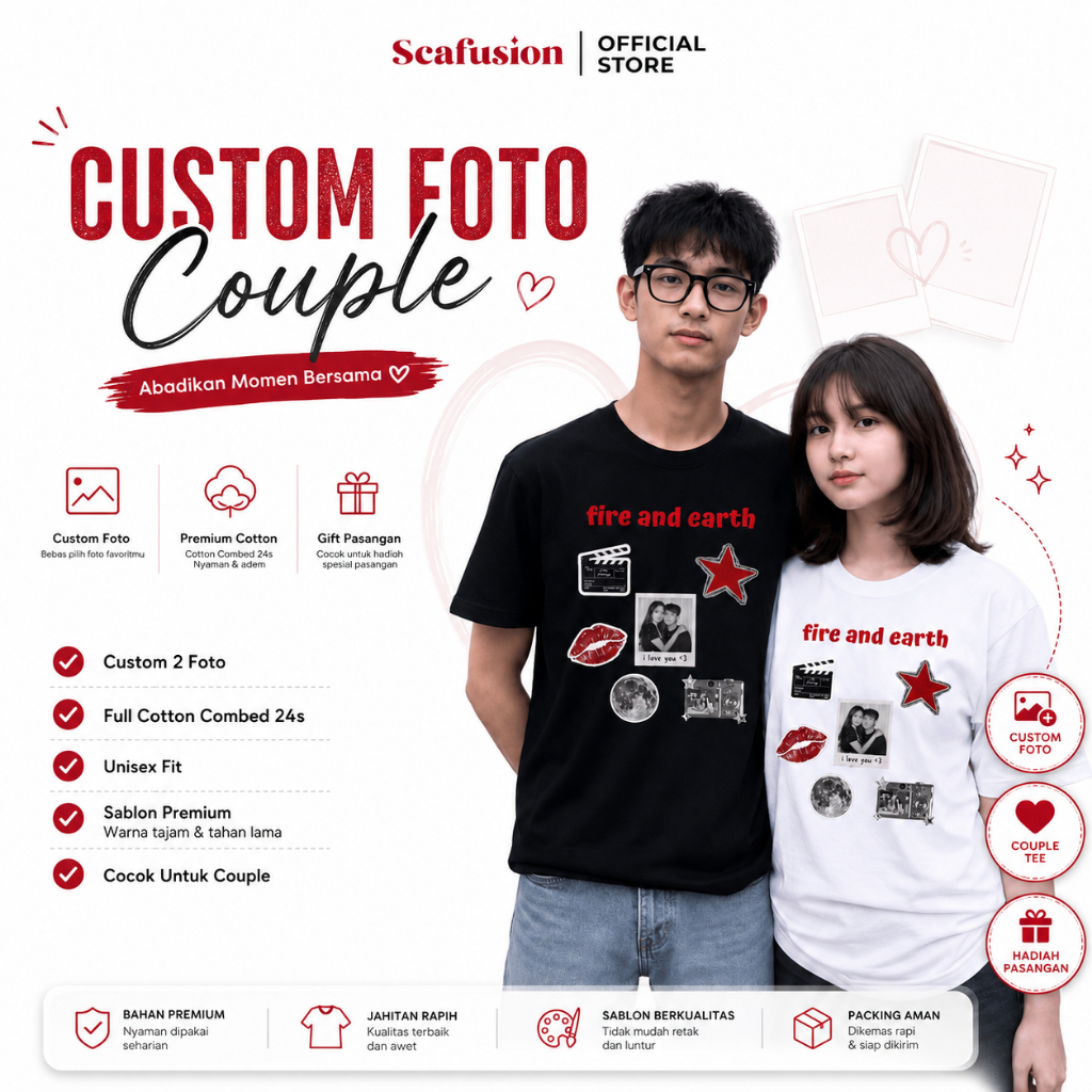 Kaos Custom Foto Earth And Fire Scafusion